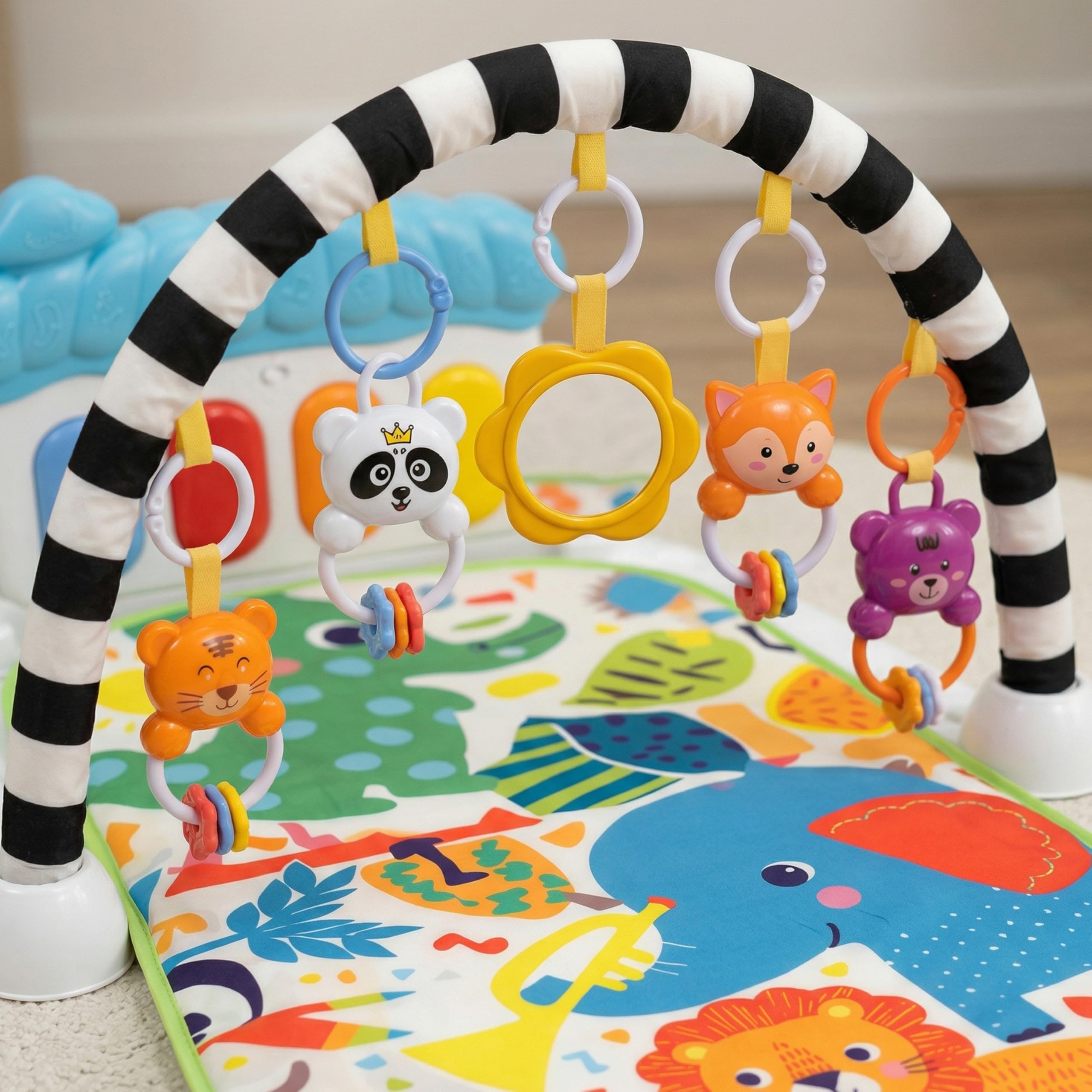 Baby Play Mat Baby Gym, White Play Gym with Musical Kick Piano Floor Activity Gym & Sensory Toys, Sounds, Lights and Music Gifts for Newborn Boy & Girl, 0 to 3 6 9 12 Months — view 6