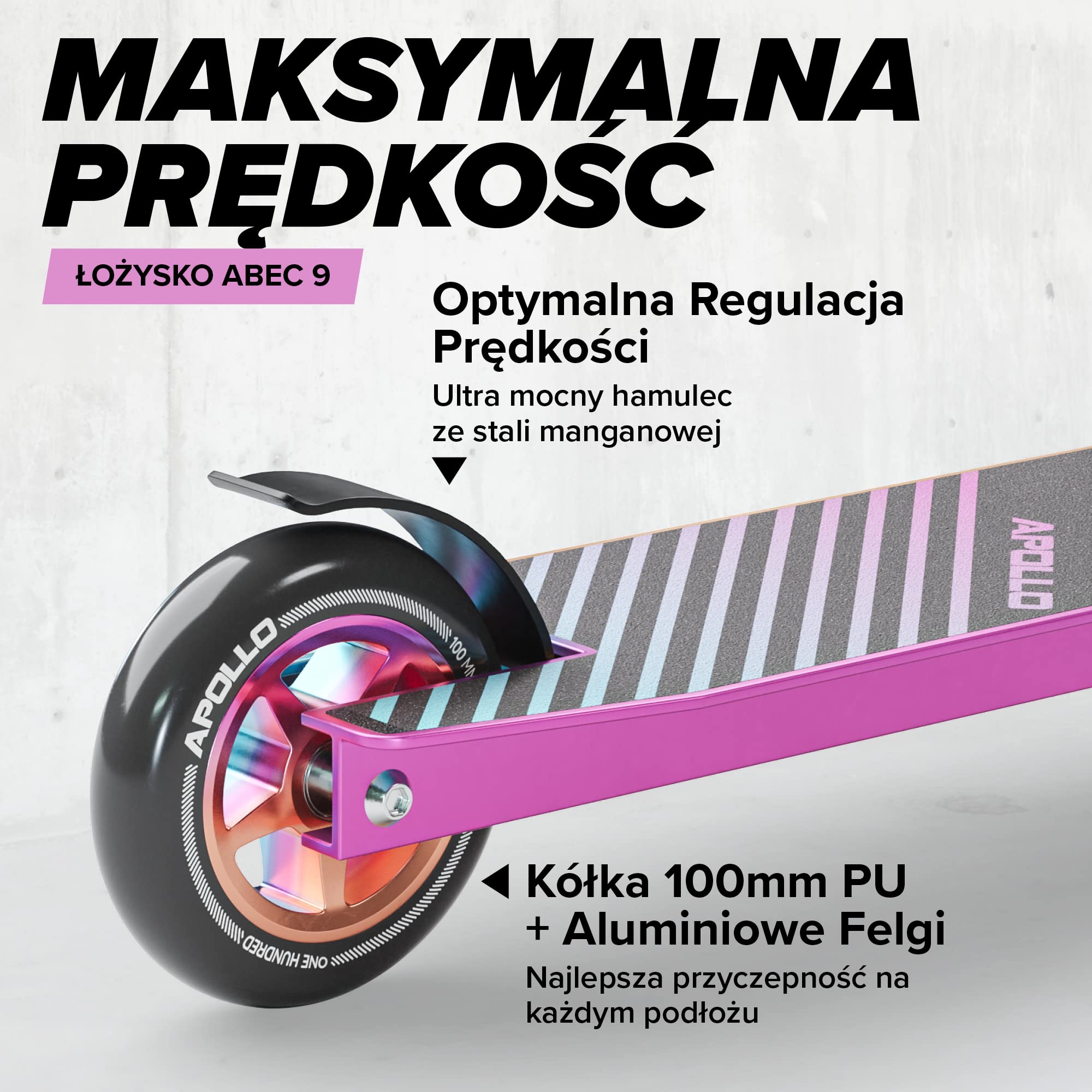 Apollo Genius Pro hulajnoga wyczynowa - wytrzymała hulajnoga dziecięca z łożyskiem kulkowym ABEC 9 | Trick Roller, hulajnoga wyczynowa, dla dzieci od 6 lat, idealna również jako hulajnoga miejska