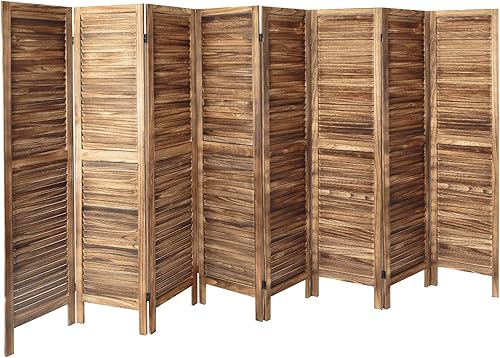 Miniatura 7 de ECOMEX Separadores de habitación, 8 paneles de madera para habitación, separador de pantalla de privacidad plegable y separadores de habitaciones,
