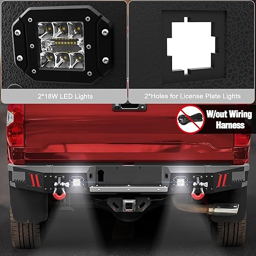 Miniatura 7 de Parachoques trasero compatible con Toyota Tundra 2014-2021, parachoques negro texturizado para camioneta Toyota Tundra 2014 2015 2016 2017 2018 2019