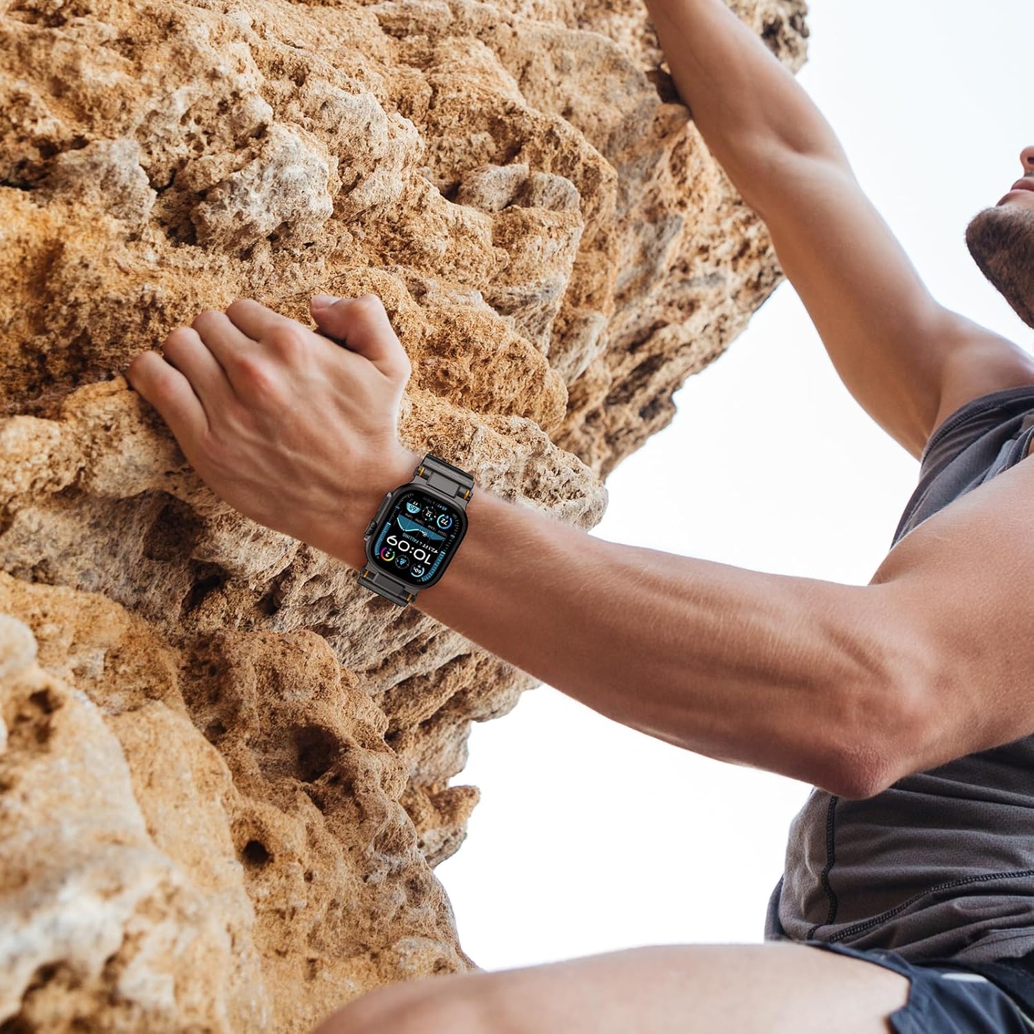 Rugged Band Compatible with Apple Watch Ultra 3/2/1 Band 49mm/46mm/45mm/44mm/42mm, Metal Connector with Silicone Strap for iWatch Ultra Series 11/10/9/8/7/6/SE3/SE2/SE/5/4/3/2/1, Black/Black - Image 8