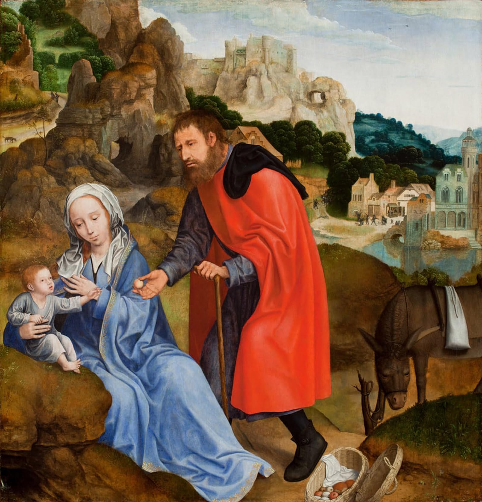 SERENDIPITP Retro Picture Poster Wall Art Pictures Painting the Rest on the Flight Into Egypt by Quentin Massys or Metsys Wall Art Canvas Print for Wall Decor 60x90cm