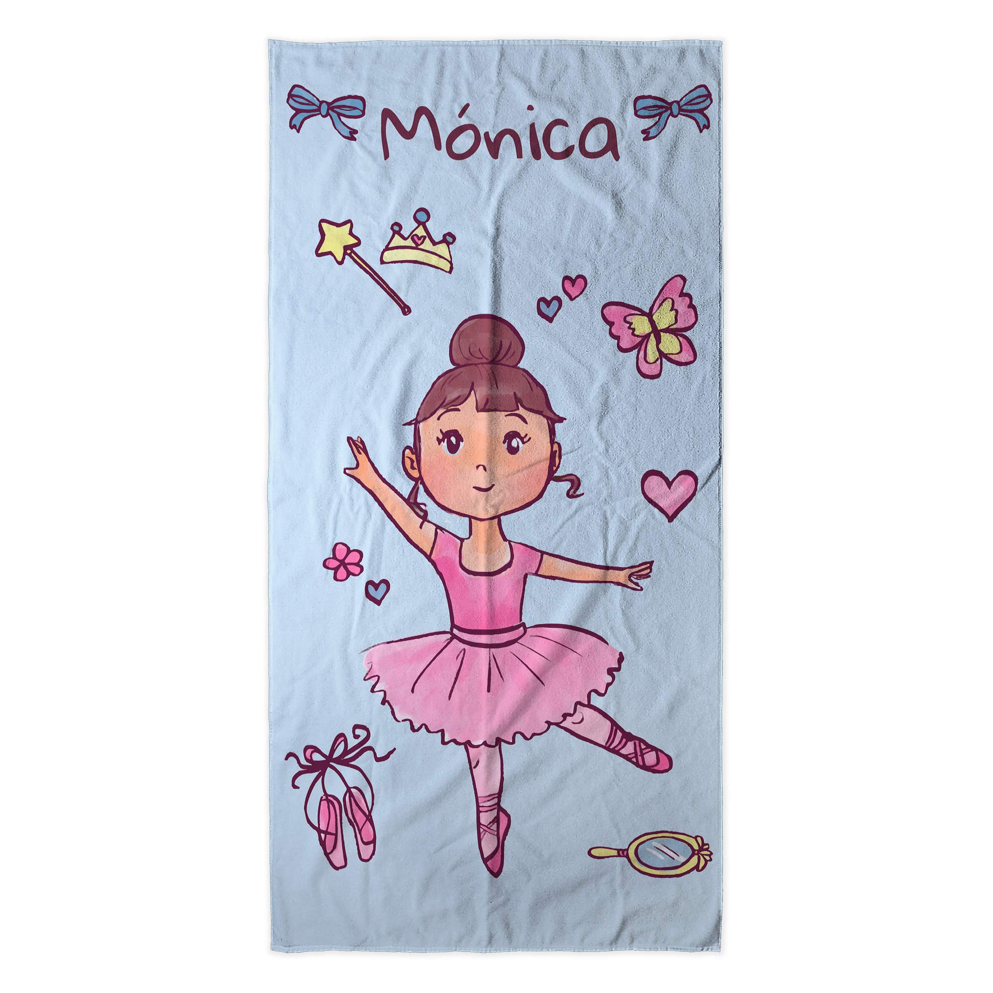 LolaPix Toalla Playa niña. Toallas Personalizadas. Toalla de Playa. Regalos Personalizados con Nombre. Varios diseños y tamaños. Bailarina Rosa
