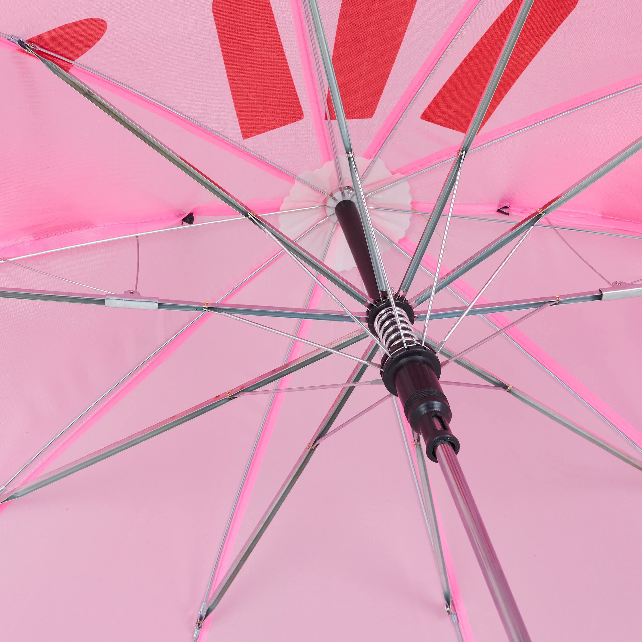 Relaxdays Parasol dla dzieci, motyw 3D, parasol dziecięcy dla dziewczynki, Ø 78 cm, poliester, mały parasol na kijku, różowy, Rosa, 68 x 78 cm