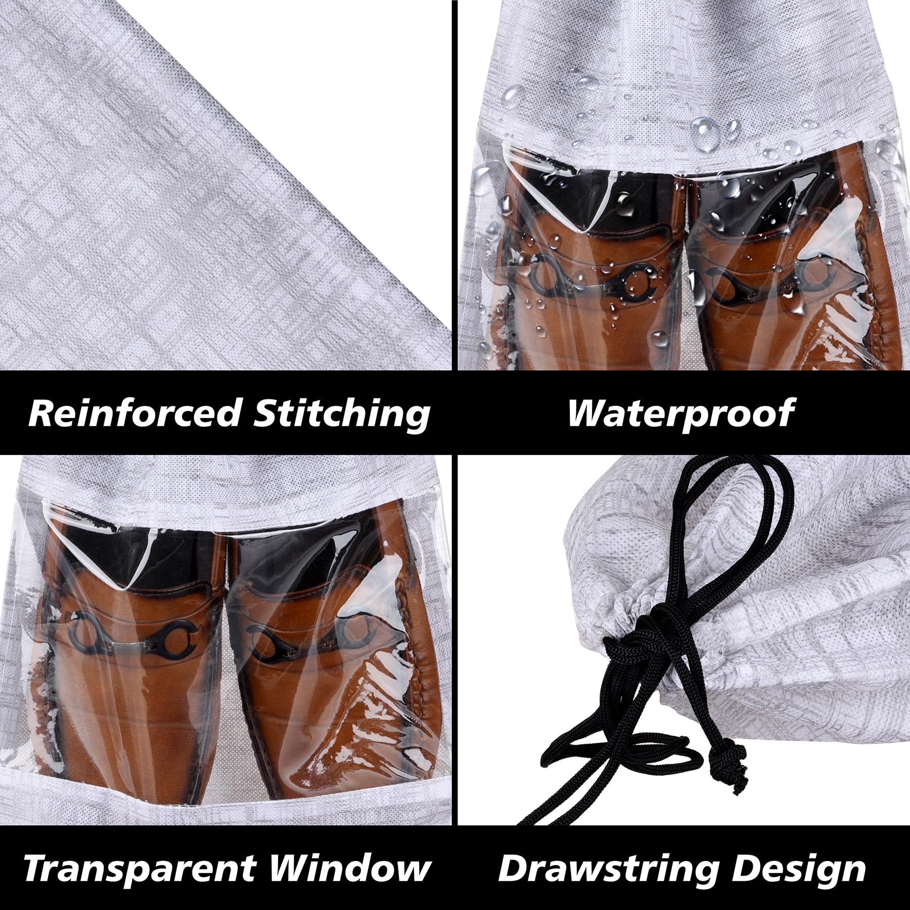 Kuber Industries Bolsas para zapatos | Bolsas de zapatos para viajes | Bolsas de almacenamiento de zapatos con cordón | Juego de organizadores de almacenamiento | Funda para zapatos con ventana