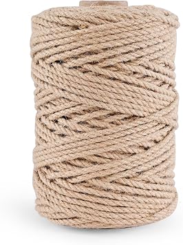 الجوت الطبيعي البرمة 656 ft 4 mm،3 Ply الملتوية سميكة البرمة حبل قوي الجوت سلسلة لفة للحرف هدية التفاف البستنة ديكور المنزل تجميع القط الخدش آخر