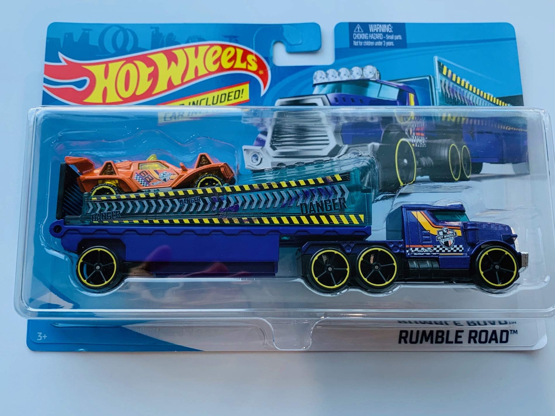 RumbleRoad Detachable Truck Set with 1:64 Scale car, Purple/Orange