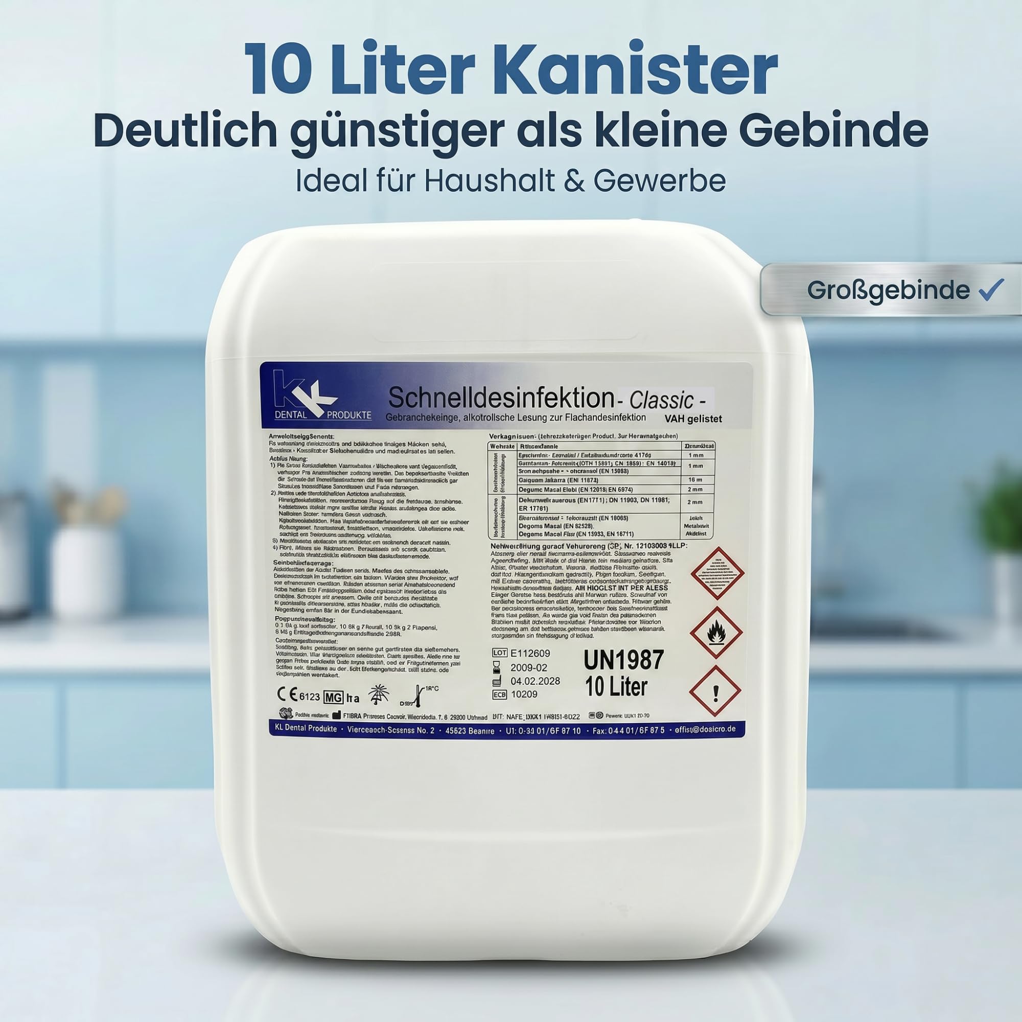 KK Schnelldesinfektion Duft CLASSIC - Hochwirksames Desinfektionsmittel für Oberflächen – Wirksam gegen Bakterien, Viren & Pilze – Ideal für Haushalt, Praxis&Gewerbe