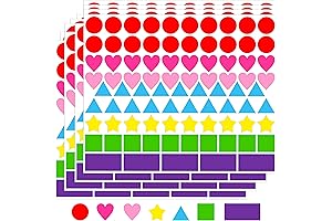 2016 Pcs Kids Shapes Stickers, 7 Colors, 6 Shapes