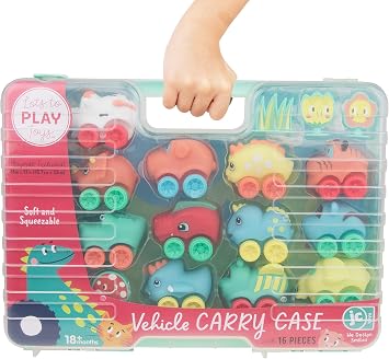 Lots to Play Toys -Play Cars Animal Theme Carry Case 17 Piece Gift Set - JC Toys