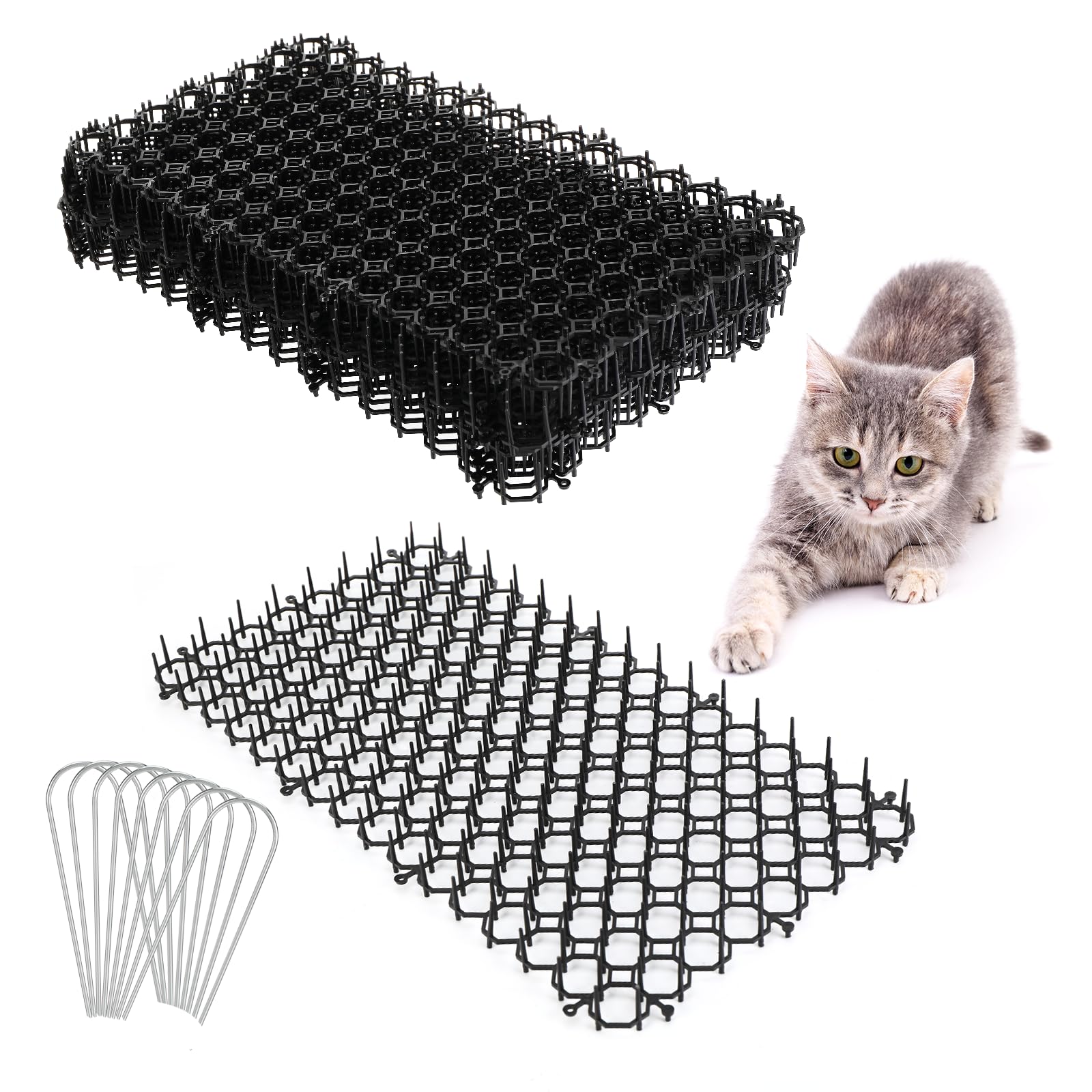 15 Piezas Pinchos Anti Gatos, cinturón de Pinchos contra Gatos, Anti Cat Spikes para Interiores y Exteriores, Alfombra, para Camas, jardín, cochera, Aparcamiento, sofá (20x40 cm)