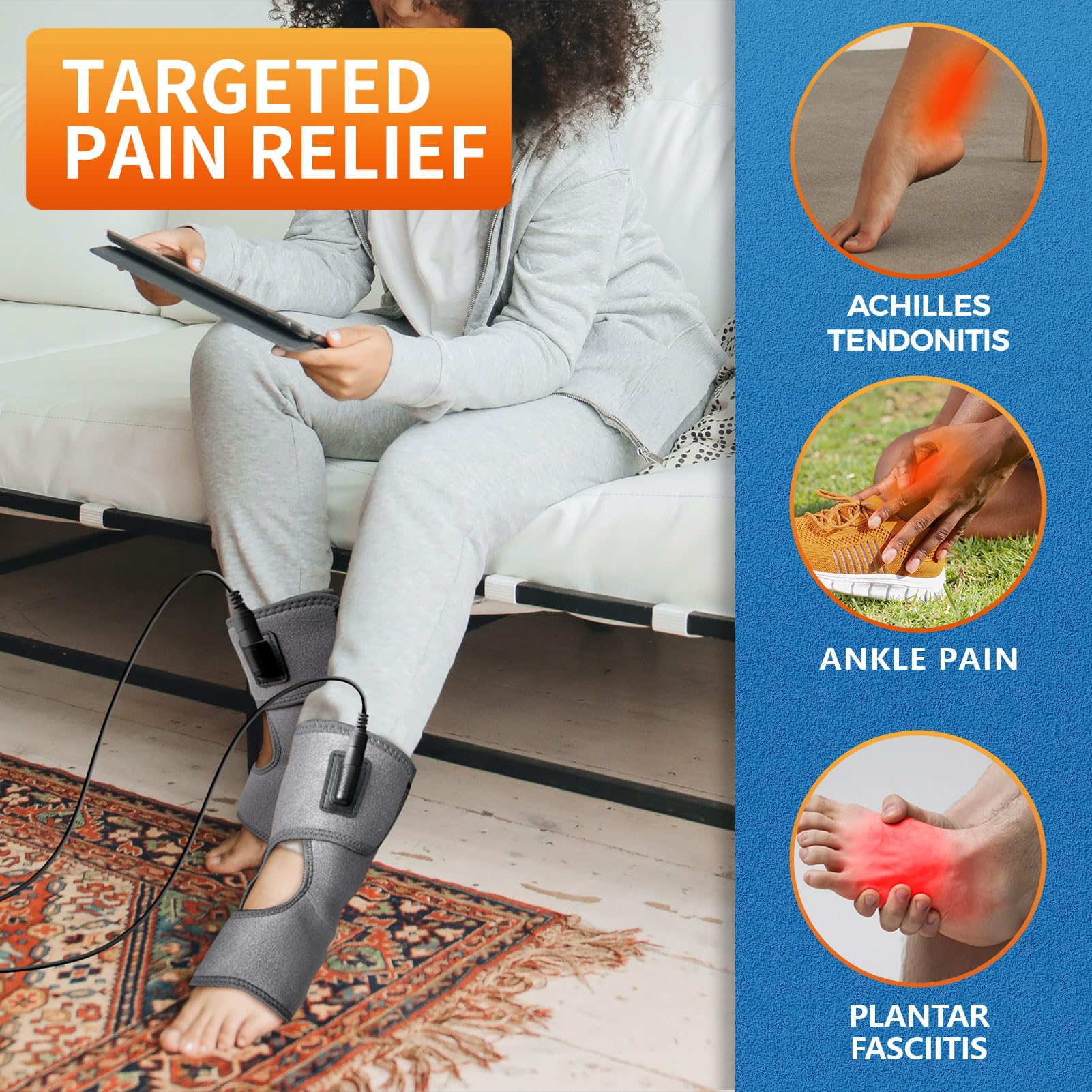 sticro 1 par de almohadillas térmicas de tobillo para aliviar la tendinitis de Aquiles, tobillera térmica para esguince de tobillo, alivio del dolor de talón y artritis (gris)