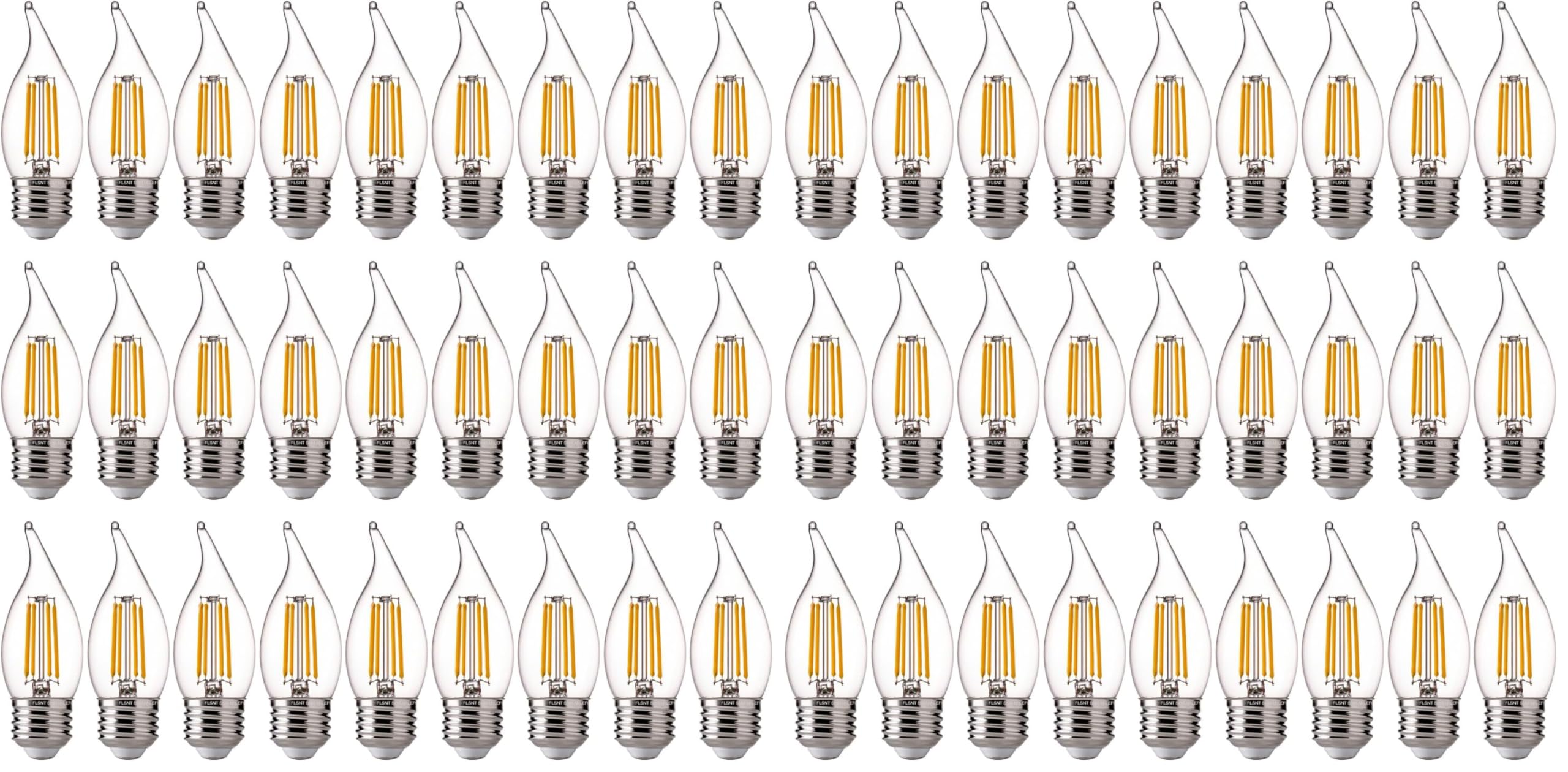 FLSNT LED Candelabra Light Bulbs E26 Base, 60 Watts Equivalent Dimmable LED Chandelier Light Bulbs, 2700K Soft White, 48 Pack UL,CA65 Listed.