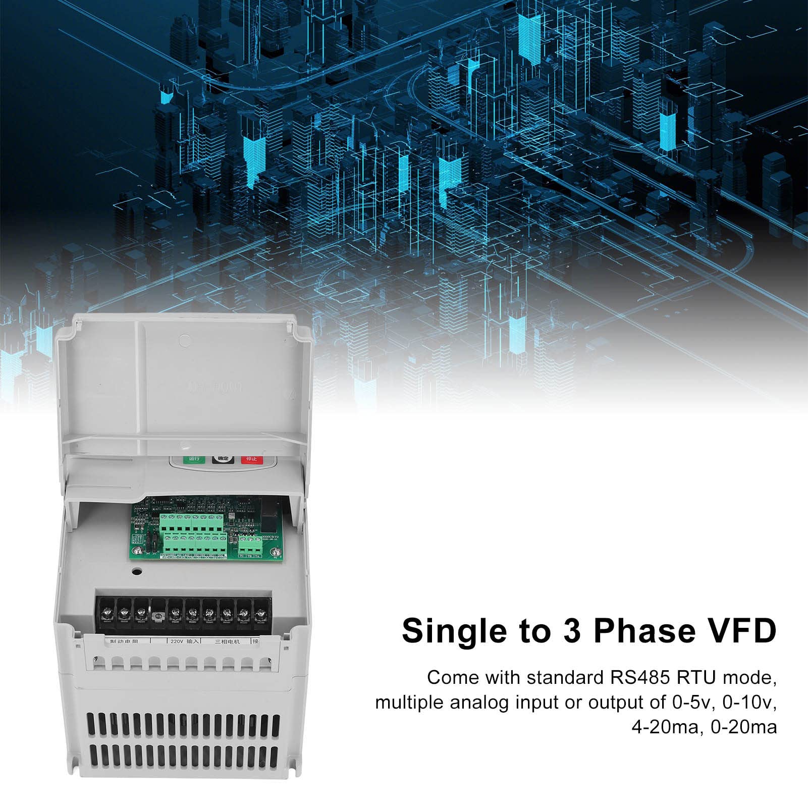 Inverter per Uso Generico 4KW 25A, Filtro Integrato, Controllo PWM, Ingresso Monofase 220 V, Uscita Trifase 380 V, per Ventilatori, Pompe, Compressori D'aria