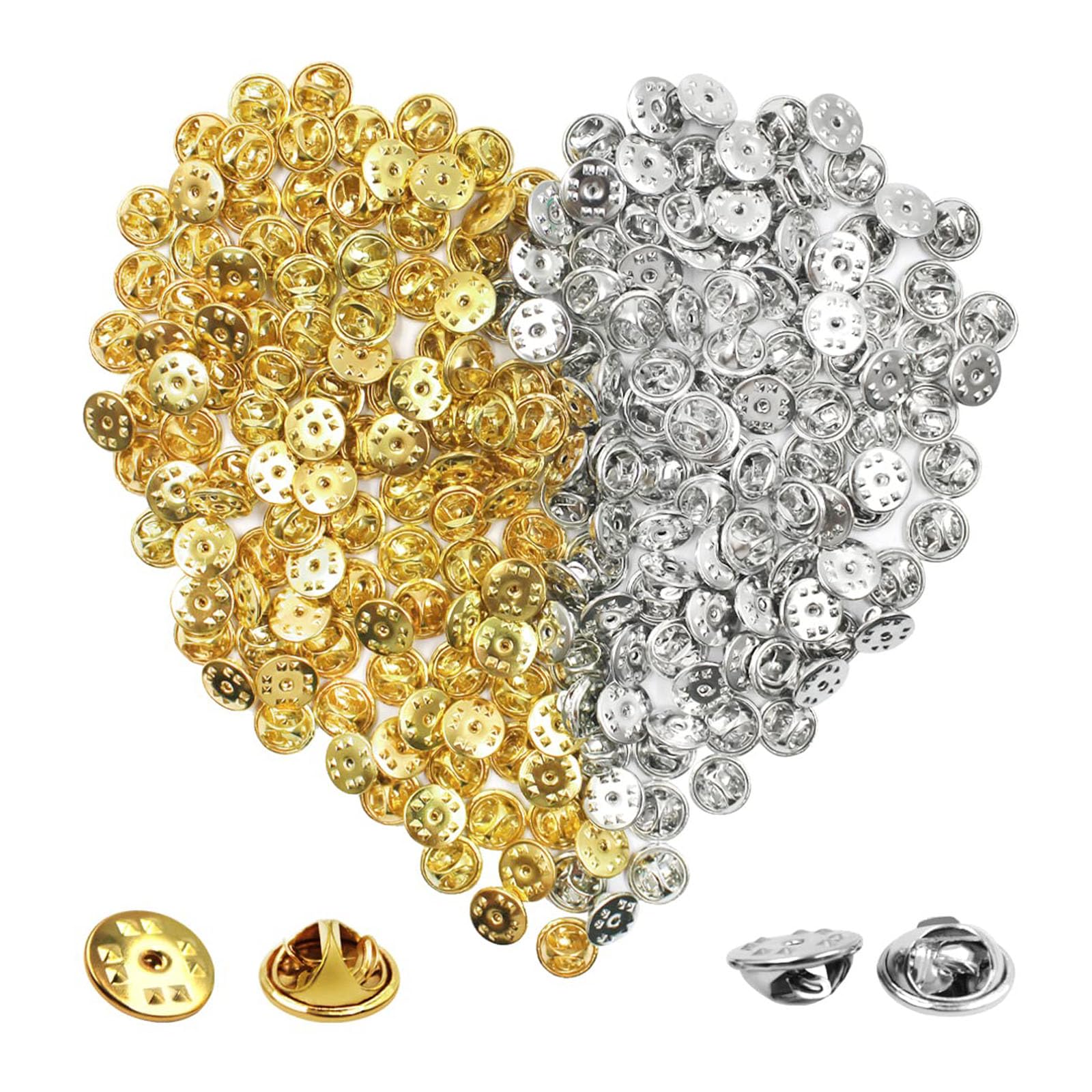 200 Pièces Fermoirs Papillon Or/Argent – Attaches Pins Haut De Gamme Pour Bijoux, Badges & Broches – Lot Mixte 100 Or + 100 Argent