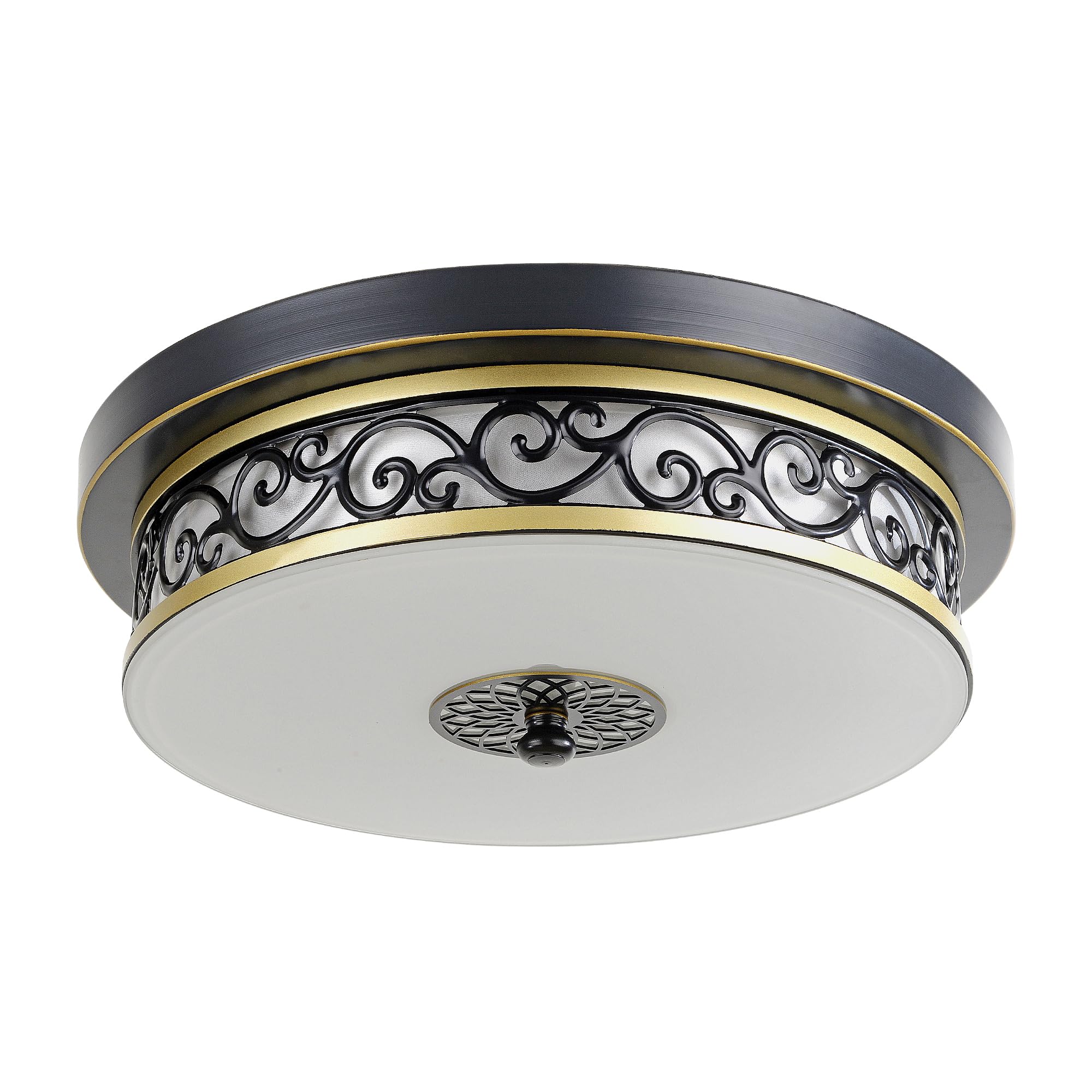 Deckenlampe Wohnzimmer Vintage Rund,Ø50*H10cm Groß Eisen-Glas Base Deckenleuchte Schwarz,Villa Dreifarbig Dimmbar mit Fernbedienung LED Deckenlampe Schlafzimmer,Küchen,Esszimmerlampe Decke.