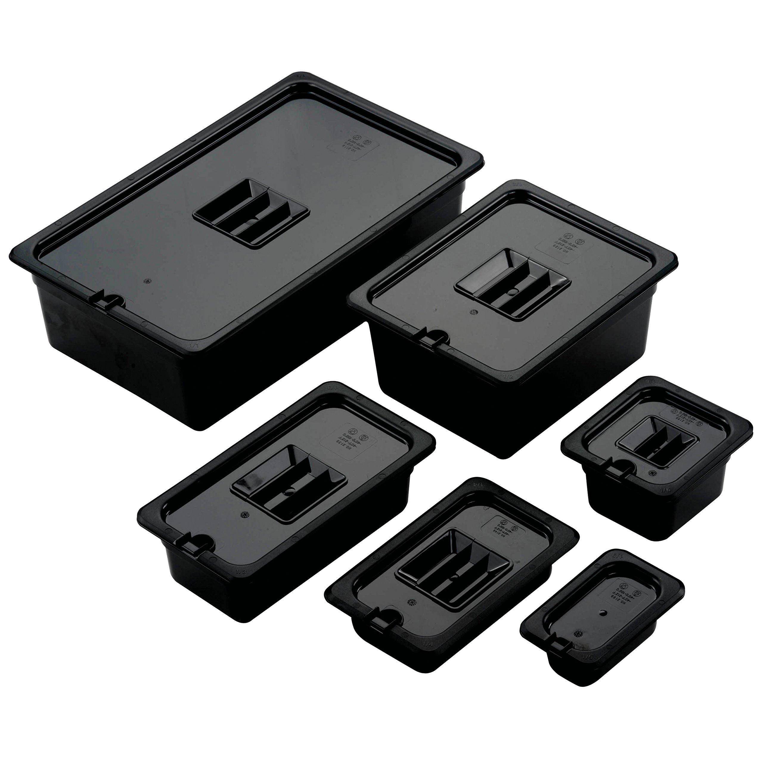 Gastronorm PC-8146BL Food Container Service Pan, Polycarbonate Dishwasher Safe BPA Free, 26.5 cm x 16.2 cm x 15 cm - Quarter Size, Black