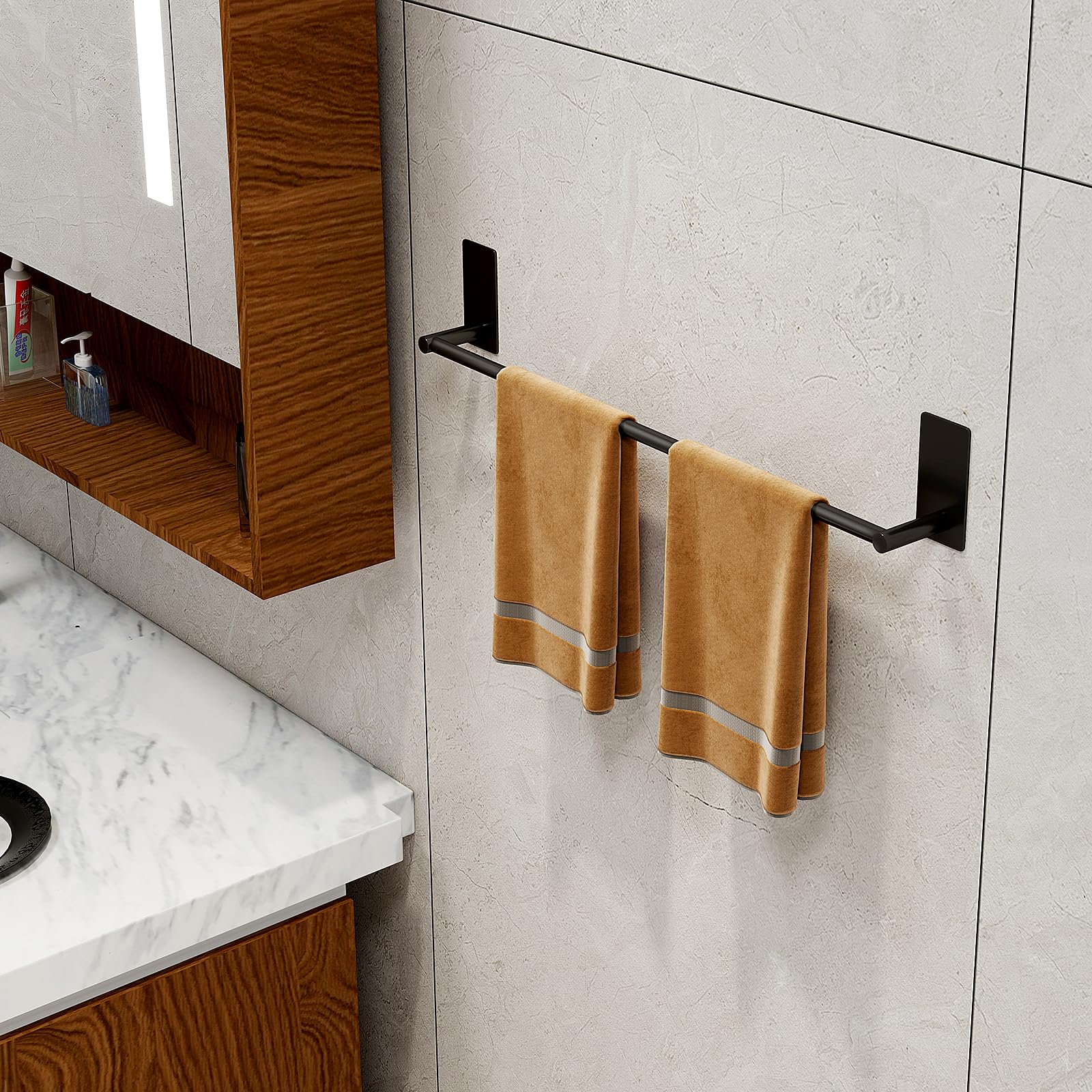 Towel Rail No Drilling Required, Stainless Steel Towel Rail For Gluing For Bathroom And Kitchen Towel Rail Wall Brushed - View #9