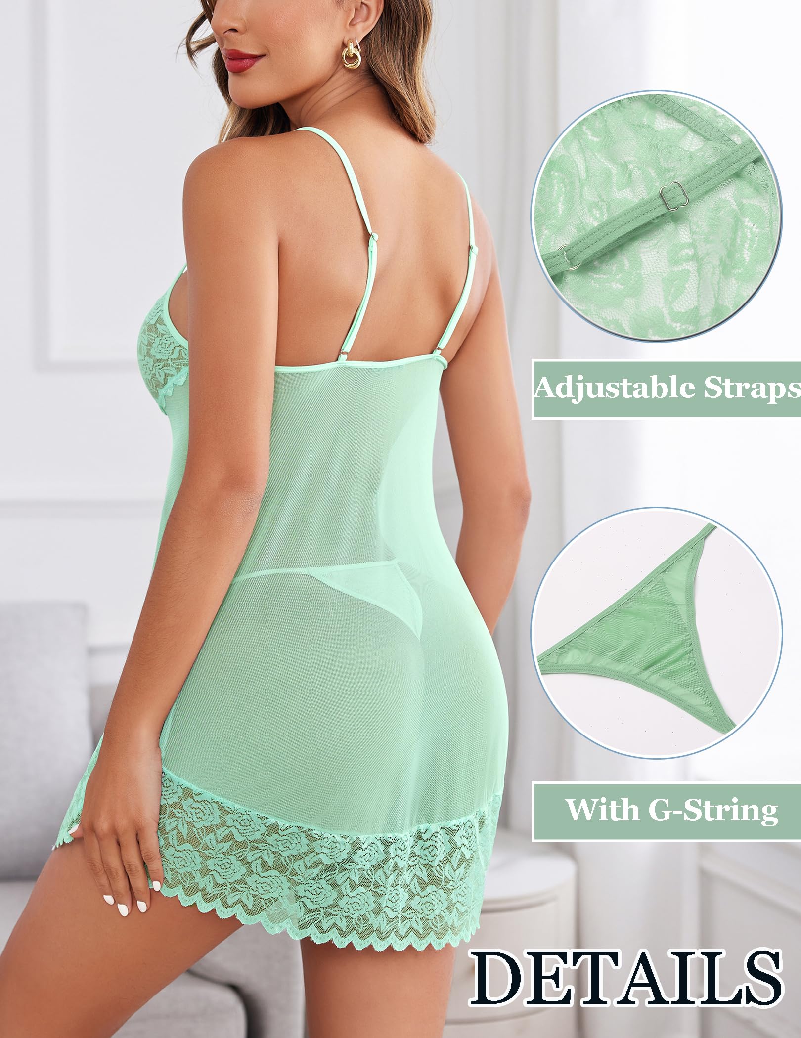 Avidlove Lace Babydoll Lingerie Sexy Mini Chemise Mesh Wedding Nightie Bridal Nightdress