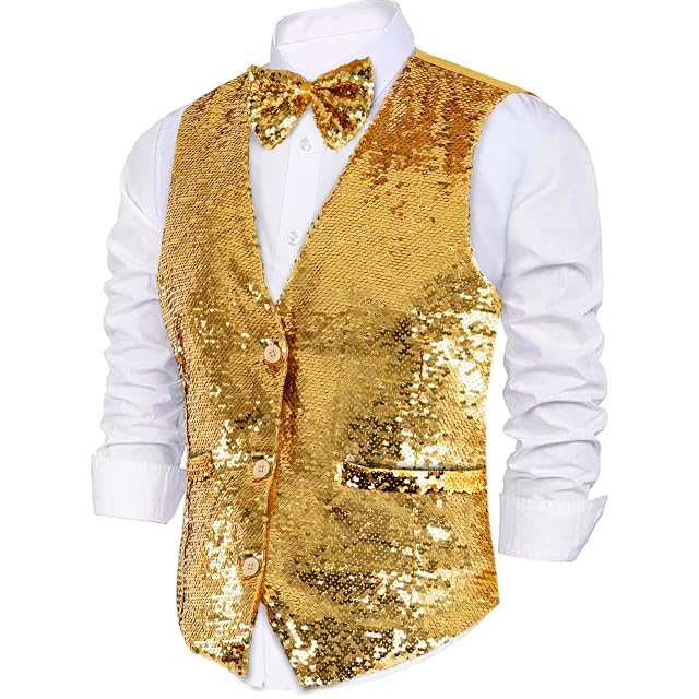 Dress Up America Chaleco de Lentejuelas con Pajarita para Adultos