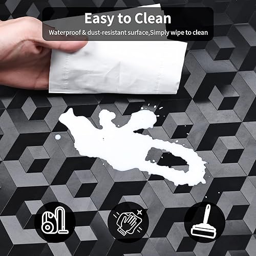 Miniatura 8 de Tapete para silla de oficina para suelos de madera dura, 48 x 36 pulgadas, tapete negro para silla con patrón 3D, protector de suelo resistente para