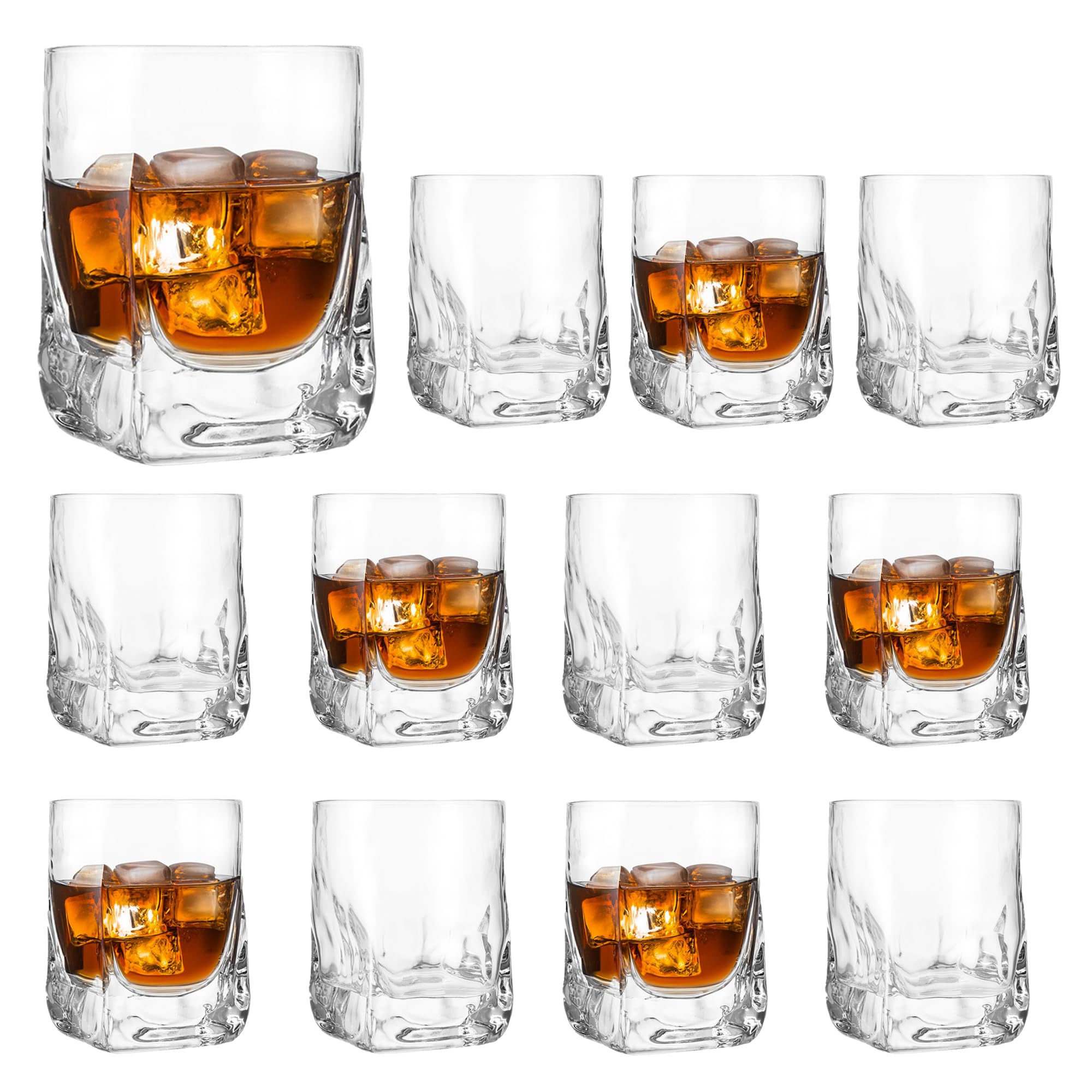 Chabrias Ltd 12 Pack Premium Luxury Ice Cube Drinking Spirits Glass Tumbler Heavy Base 330ml, Whisky, Rum, Gin, Spirits, Cocktails, Bourbon, Rocks, Liquor, Parties, Old Fashioned, Vintage