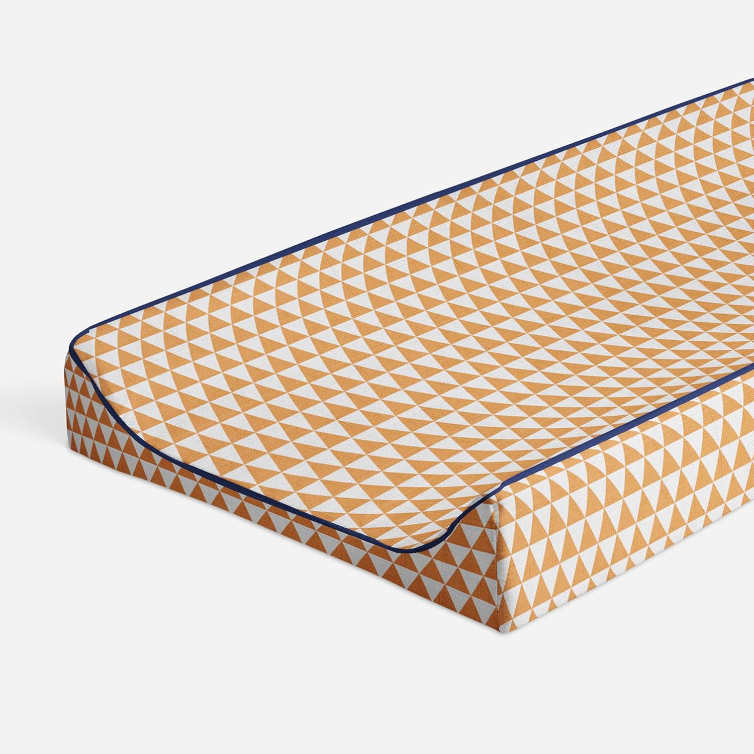 Bacati - Tribal/Aztec Muslin Quilted Changing Pad Cover (Small Triangles, Orange/Navy)