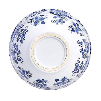 Amazon Basics Mixing Bowls with Lids, Nesting Melamine Serving Bowls, Non-Slip Base, BPA Free, Dishwasher Safe, 5 Sizes, Blue and White Floral, Set of 10
