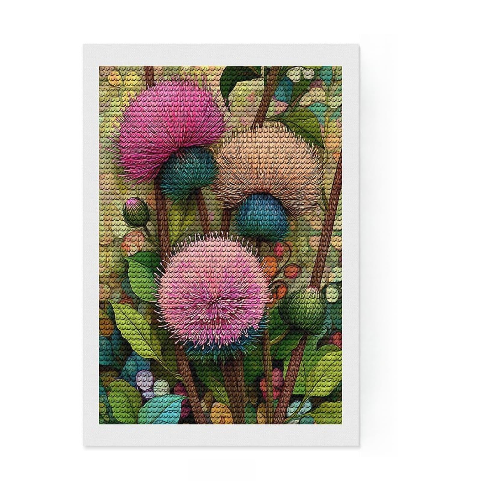 Junmoney Vibrant Floral Artistry -5 DIY Diamond Art Canvas Kit 8"x12", Easy to Enjoy, Adhesive Canvas, Aesthetic Room Decor, Thoughtful Handmade Gift
