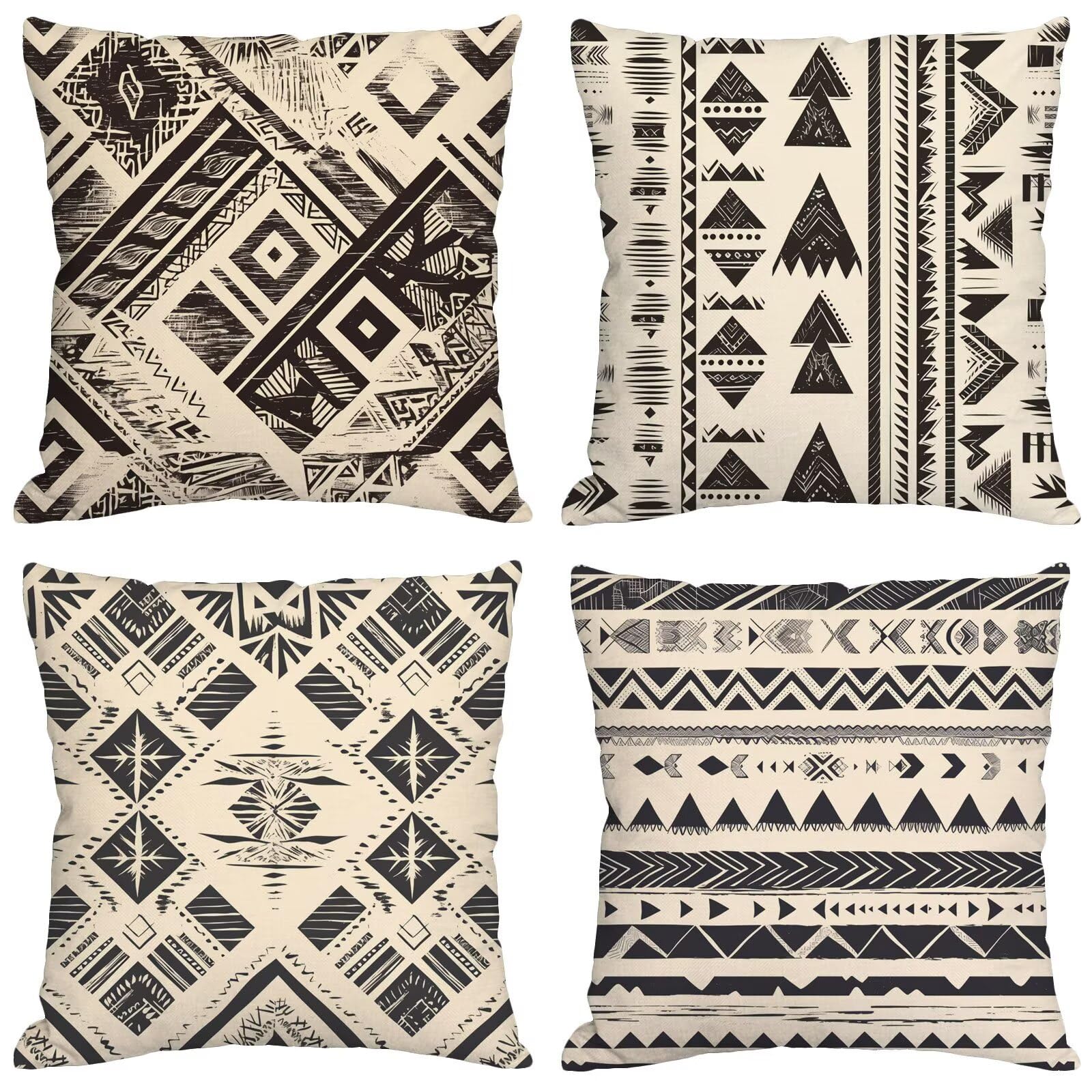 Coussin extérieur imperméable 40x40 lot de 4 bohème vintage pour canapé de jardin et salon