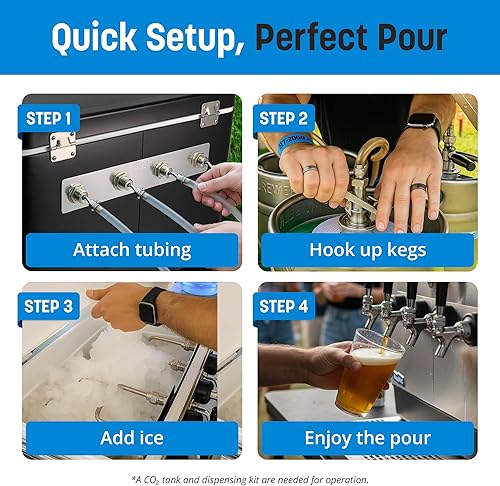 Miniatura 5 de Coldbreak 4-Tap Jockey Box, Bartender Edition, 54 Quart Cooler with 50' Stainless Steel Coils, Rear Input for Clean Setup, Heavy Duty Beverage-Grade