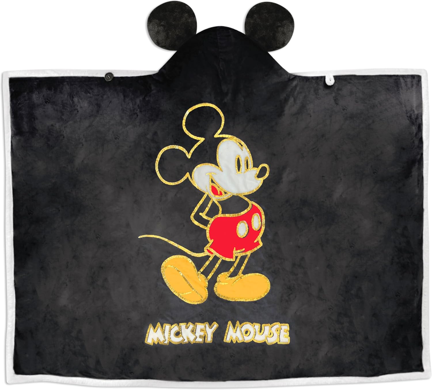 Hallmark Disney Mickey Mouse Hooded Blanket with Mouse Ears, 70" x 65", Gift for Kids, Fans, Adults, Christmas, Birthdays