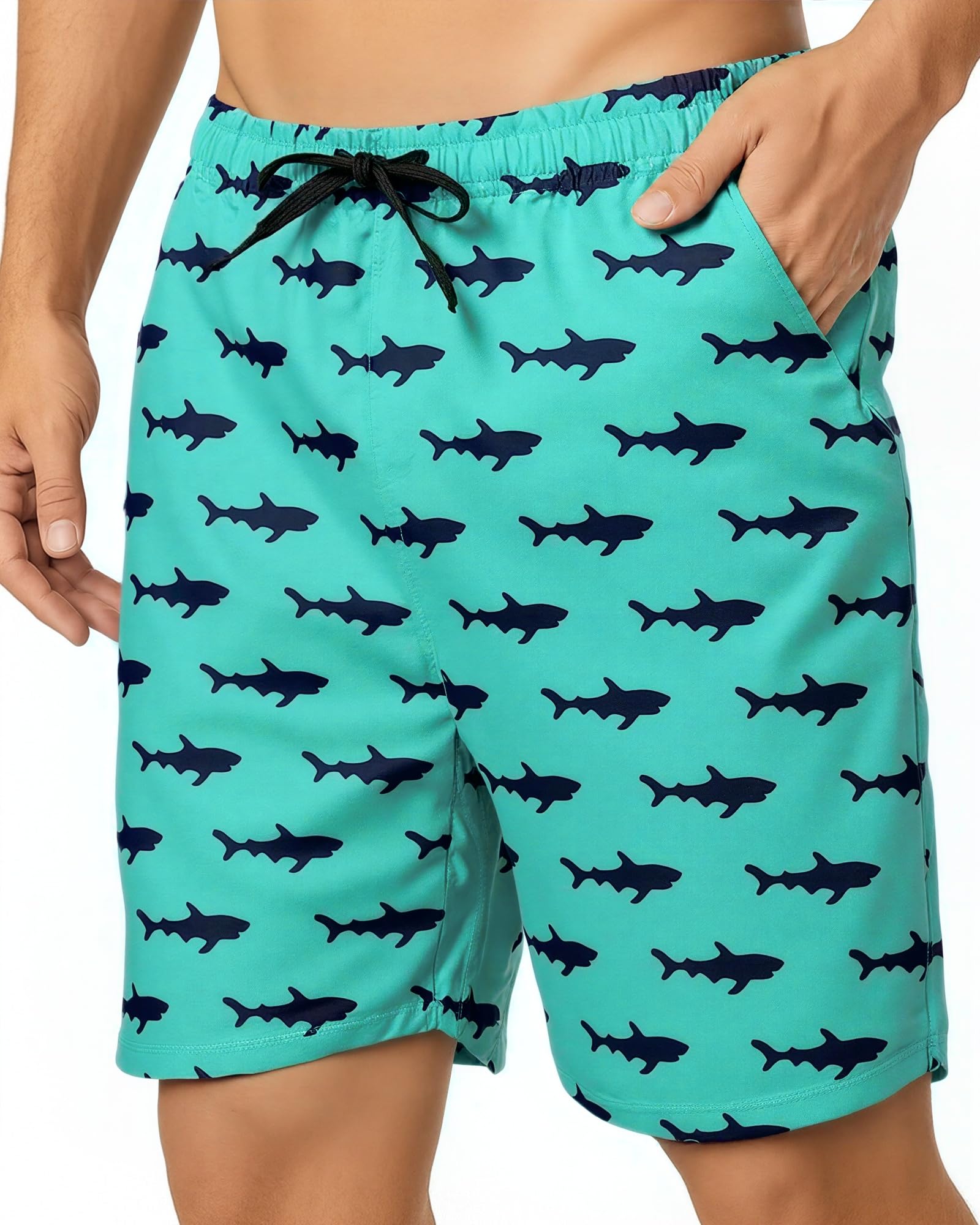 Generic Pantalones cortos de playa para hombre, de secado rápido, coloridos con forro de malla