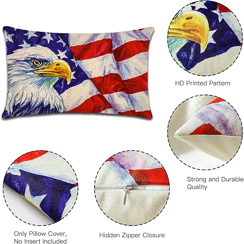 Miniatura 2 de Fundas de almohada decorativas para el 4 de julio, 12 x 20 pulgadas, Día de la Independencia, para decoración del hogar, sala de estar, dormitorio,