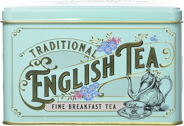 New English Teas Vintage Victorian Tea Tin with 40 English Breakfast teabags