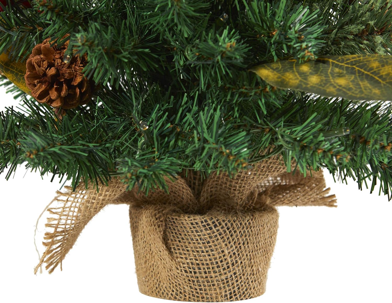 Nearly Natural 2ft. Pine, Pinecone and Berries Artificial Christmas Tree with 35 LED Lights and 86 Bendable Branches