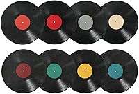 PEUTIER 8pcs 8.7 Inch Blank Vinyl Record Wall Decor - Vintage 70s 80s 90s Aesthetic Album Cover Posters for Bedroom Music Room Party