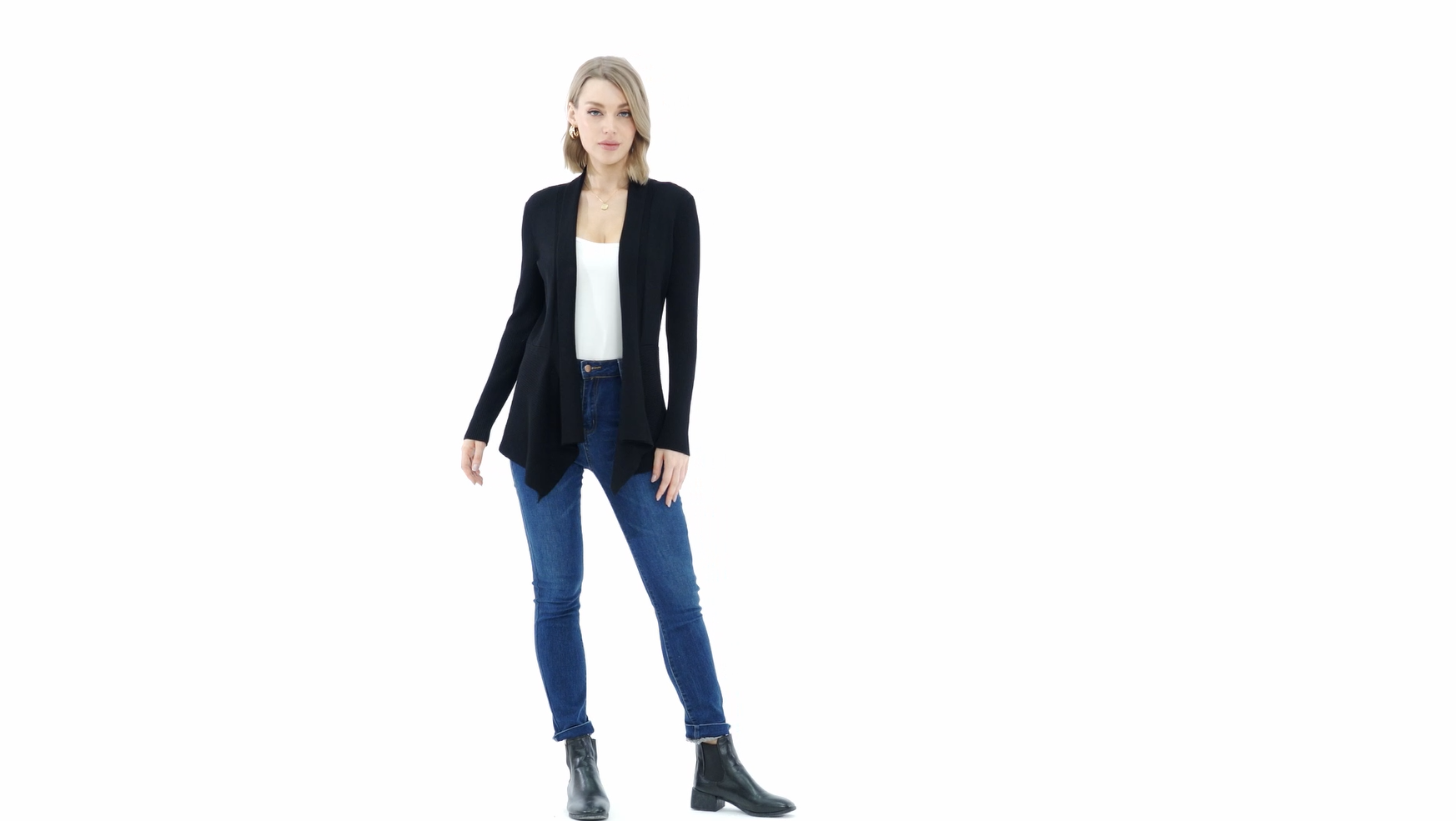 INKOFF Women's Open Front Cardigan - Long Sleeve Ribbed Knit Sweater, Lightweight & Slim Fit, S-XXL