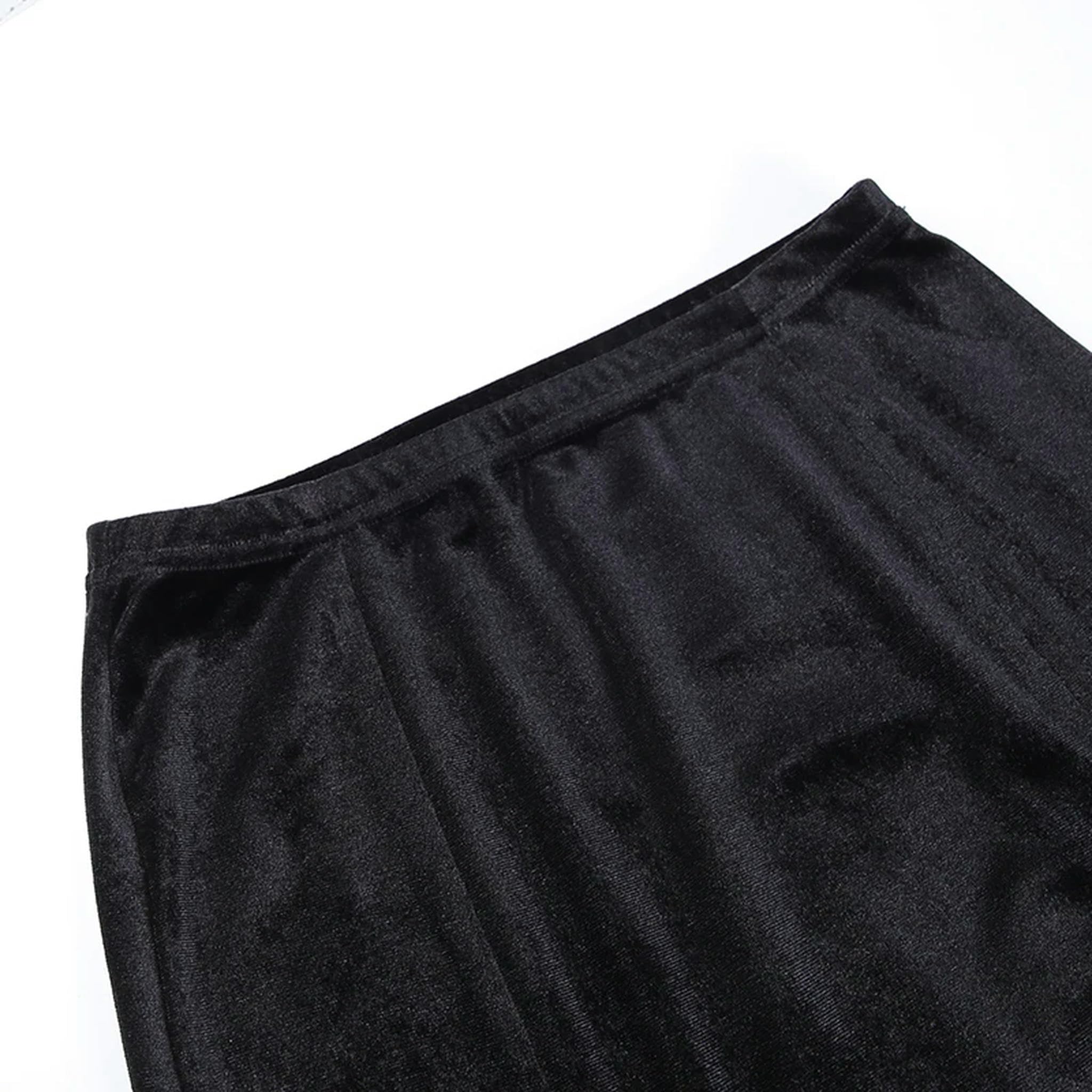 Faldas divididas Estética Cintura Alta Falda Larga Elegante E Girl Punk Ropa de Fiesta Ropa-Negro-S