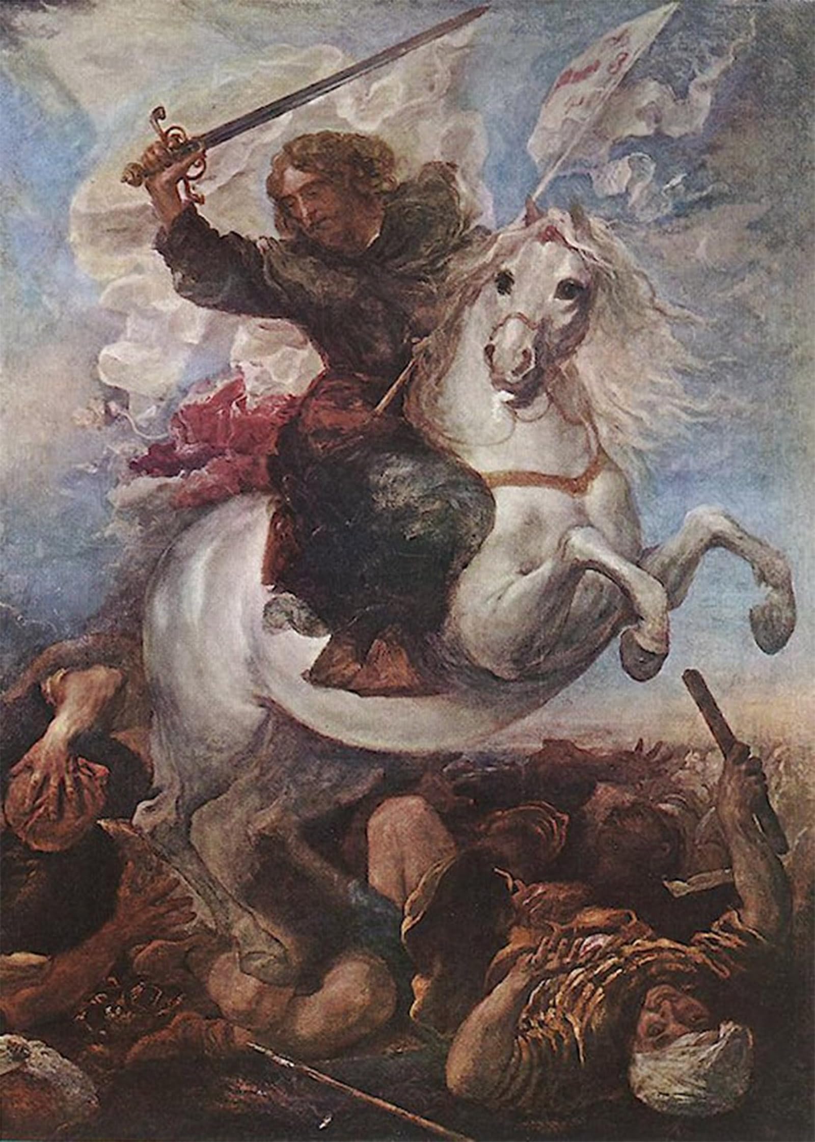 ARTXLXXBN Famous Painting Canvas Artwork Graffiti Print St the Great in the Battle of Clavijo by Juan Carreno De Miranda Portrait Canvas Image for Home Decor 60x90cm