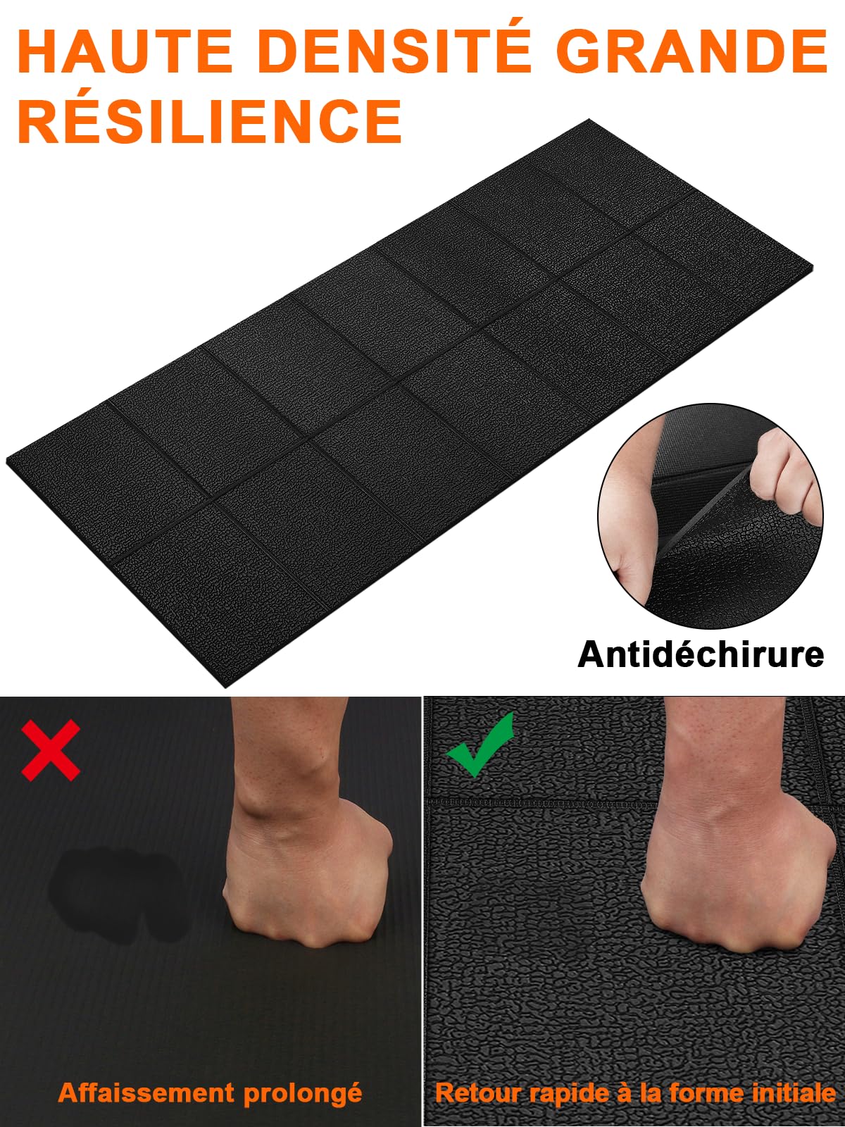 Tapis de protection de sol pour appareil de fitness, 160x75 cm, 6 mm d'épaisseur Tapis de fitness pliable en PVC pour moquettes et parquets, antidérapant et imperméable, compatible avec tapis