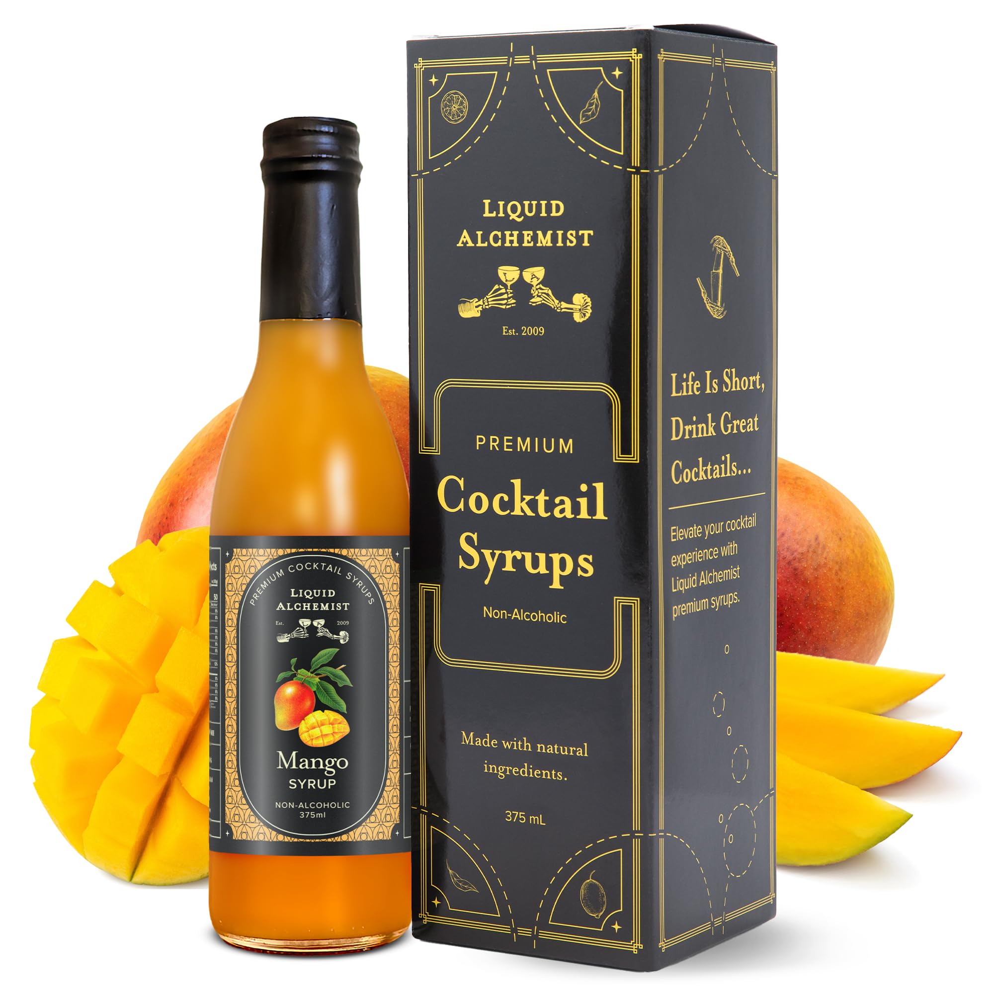 Liquid Alchemist Mango Syrup for Drinks - Real Ingredients Make our Mango Puree for Cocktails the Perfect Margarita Mix - Our Tropical Flavoring Syrup is Non-GMO & Vegan (12.7 oz)