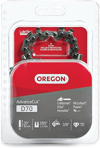 Cadena para sierra, cadena sistema D70 de Oregon Cutting Systems. Cincel completo de vanguardia de 72V con bucle en C premium, 20 pulgadas, 1, NA