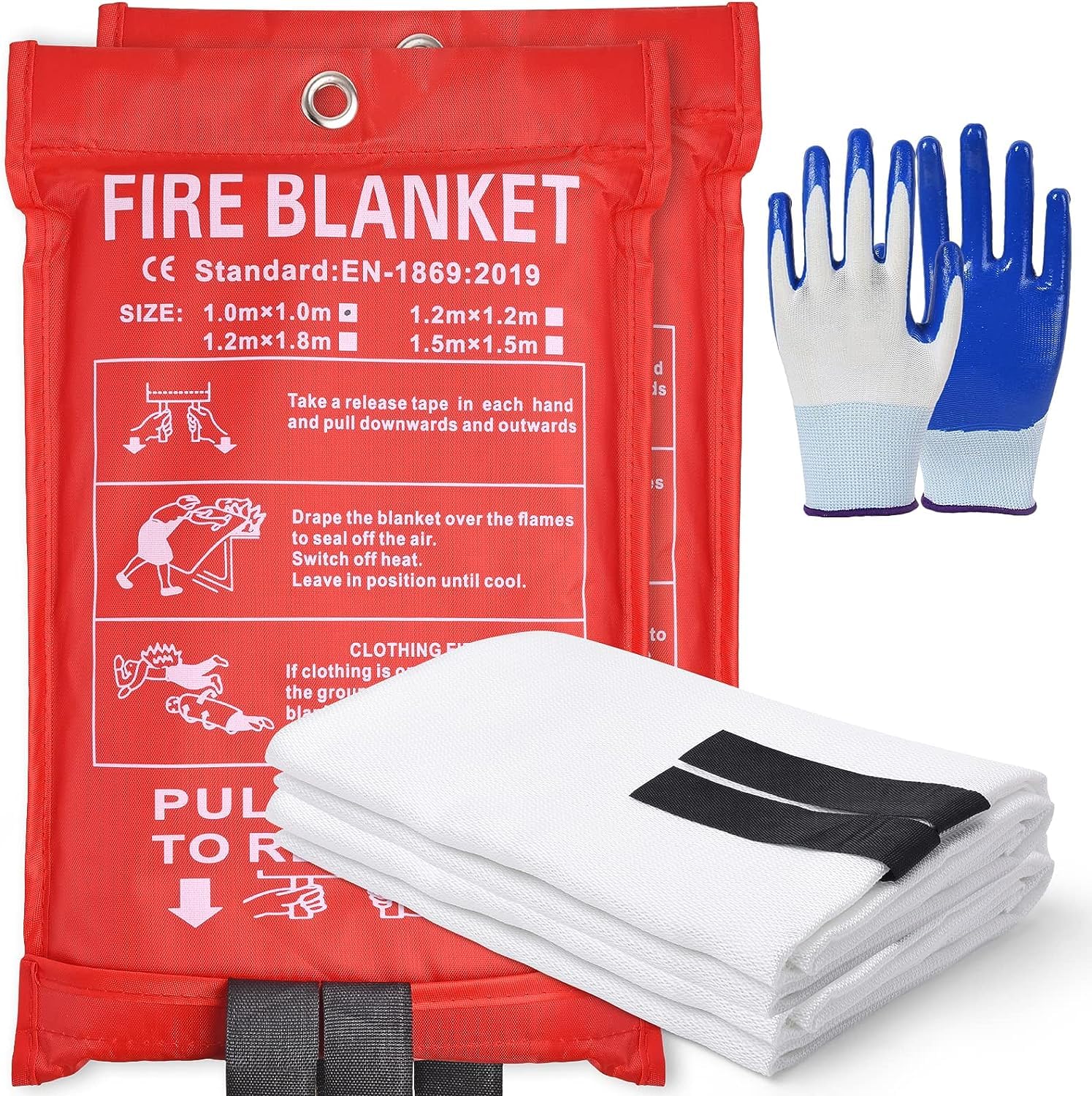 KEPTFIT Fire Blanket for Home-Kitchen Retardant - 2 Pack Portable Fire Blanket,Kitchen Fire Blanket to Suppress Grease Fire, Emergency Fire Blanket for Grill,Office Fireproof (39 in X 39 in) (2 PCS)