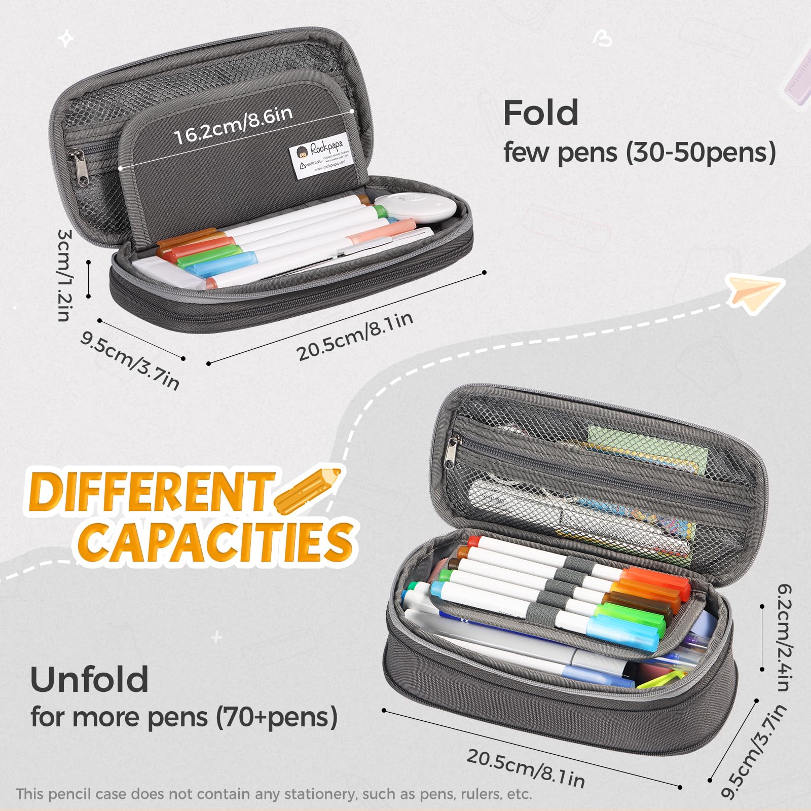 rockpapa Expandable Cute Pencil Case for Girls Big Aesthetic Pencil Case with Compartments - Image 3