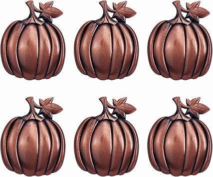 STMK Thanksgiving Day Napkin Rings, Rustic Harvest Pumpkin Napkin Rings, Alloy Napkin Holder for Halloween Fall Thanksgiving Day Table Decorations Harvest Pumpkin, 6