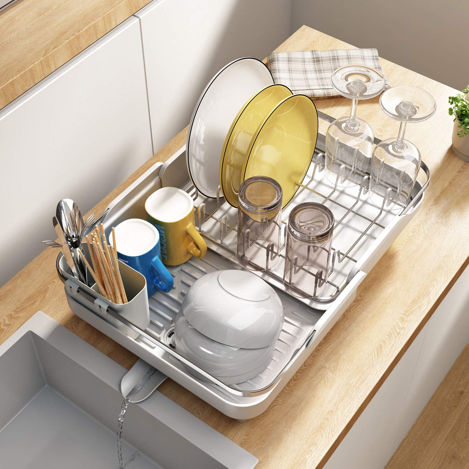Buy Joly Home Expandable Dish Drying Rack, with Utensil Holder and Dish