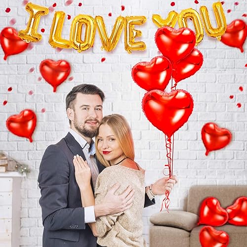 Miniatura 4 de kortes Kit de globos y globos de corazón con pétalos de rosa, decoraciones del día de San Valentín para fiesta