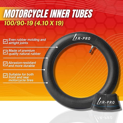 Miniatura 3 de Paquete de 2 tubos interiores de motocicleta 10090-19 (4.10 x 19), tubos de goma natural para motocross de 19 pulgadas, tubos resistentes a