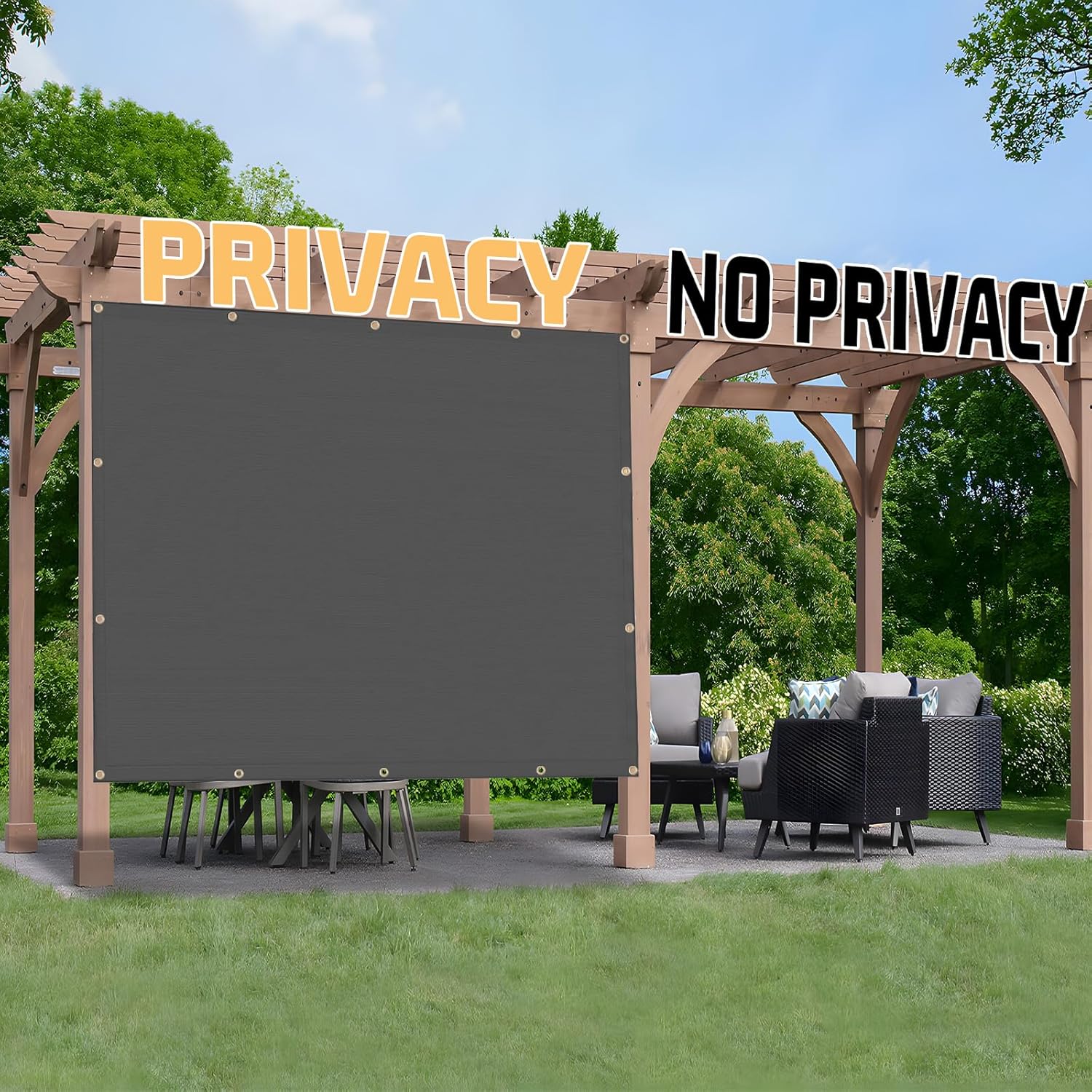 SUNNY GUARD Shade Cloth 8x10 FT Sun Screen Fabric HC-051 Cover Tarp with Grommets for Pergola Backyard Garden, Dark Grey